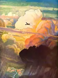Buy Painting Vintage Sky Clouds Aeroplane Flight 1938 New Art Print Poster Cc3553 • 11.99£