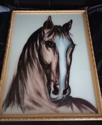 Buy Large BECCAFICHI ARTIST Horse Painting On Reverse Glass Retro From 1970s • 35£