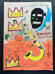 Buy Jean Michel Basquiat Painting On Paper (Handmade) Signed And Stamped Mixed Media • 129.89£