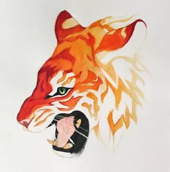 Buy Original Tiger Portrait - Watercolour Painting 7 X 7  By Kate Ansell • 22£
