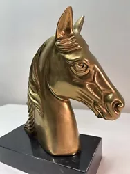 Buy Mid Century Modern Brass Horse Head Sculpture On Black Metal Base. Bust. • 53.10£