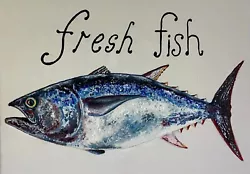 Buy  Original Oil Painting Of A Blue Tuna Fish - John Green Fine Arts • 22£