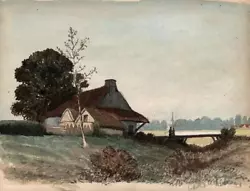 Buy JOSEPHINE HARRIET JOHNSON Watercolour Painting COTTAGE IN COUNTRY LANDSCAPE 1873 • 50£