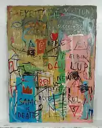 Buy JEAN-MICHEL BASQUIAT ACRYLIC ON CANVAS LARGE PAINTING 47.25  X 35.5  IN GOOD C. • 544.60£