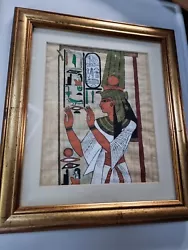 Buy 🌟Vintage Framed Egyptian Papyrus Hand Painted Art - Queen Nefertari🌟 • 45£