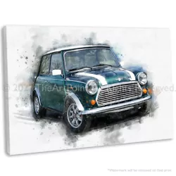 Buy Mini Cooper Canvas Wall Art Print Classic Car Painting Framed Picture • 23.99£