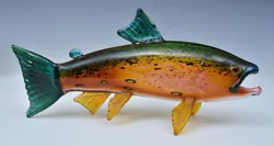 Buy Michael Hopko, 14  Blown Glass Brown Trout, Signed And Dated 2001 • 312.76£