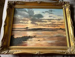 Buy 1988 Oil Painting By Margot Smith.  Cobo Sunset Guernsey • 30£