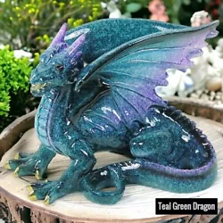 Buy Green Dragon Sculpture Ornament Teal Figurine Fantasy Myth Home Garden Decor • 15.77£