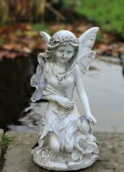Buy Garden Ornaments Solar Cherub Fairy Angel Home Decor Figurine Statue 24cm Tall • 16.95£