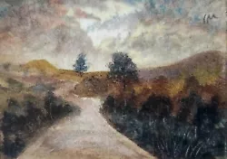 Buy ACEO Original Painting Art Card Landscape Trees Mountains Road Field Watercolour • 7£