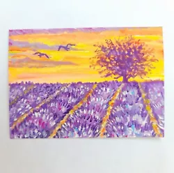 Buy ACEO ORIGINAL Lavender Sunset Miniature Painting By Hellie P • 3.99£