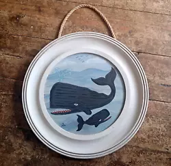 Buy Original Naive Whale Painting Folk Art Seaside Coast Ship Sea Porthole Frame • 120£