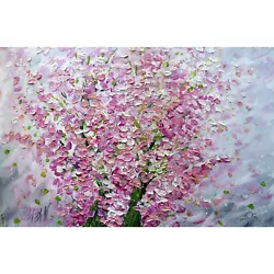 Buy CHERRY SAKURA Blossom Impasto Oil Abstract Painting Original Art On Canvas • 664.72£