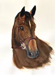 Buy Original Art - Bay Horse - Watercolour Painting Portrait - UK Artist • 22£