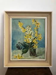 Buy Vintage Still Life Oil Painting Forsythia And Hyacinth - Framed And Signed • 32£