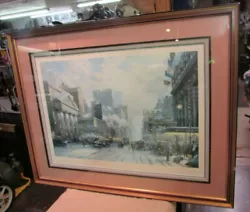 Buy Thomas Kinkade Framed/Matted NEW YORK SNOW 7th AVENUE 1932 Print 44/935 27 X18  • 382.09£