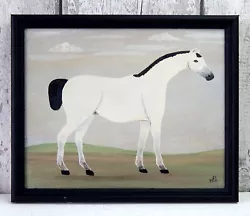 Buy Naive Painting Of A Horse On Board In Vintage Wooden Frame Folk Art Equestrian • 125£