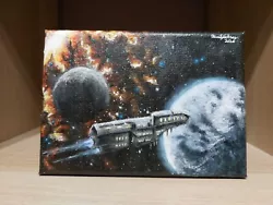 Buy Space Galaxy Halo Painting - UNSC Unscathed. Canvas 5  X 7  Acrylic Hand Painted • 15£