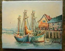 Buy Fishing Boats At Quay Signed Oil Painting • 7.99£