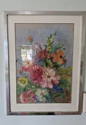 Buy Oil Pastel Flowers On Ingres Paper Indistinctivly Signed Large Framed & Glazed • 49.99£