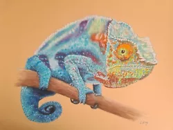 Buy Original Artwork Pastel Painting - Chameleon 30 X 40cm • 25£