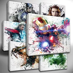 Buy Choose Your Marvel AVENGERS Paint Splatter CANVAS Wall Art Picture Prints • 10.79£
