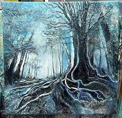 Buy Acrylic Painting Canvas Forest Scene OOAK Signed Original No Print Taken 40x40cm • 90£