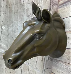 Buy Wall Mounted Horses Stallion Head Sculpture Bust 100% Real Bronze Statue Gift • 101.70£