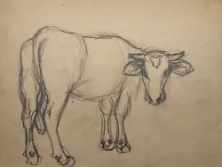 Buy Drawing Standing Cow 3 Impressionist Mateo Cristiani Frankfurt 33.2 X 44.2 Cm • 59.01£