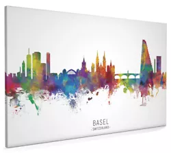 Buy Basel Skyline, Poster, Canvas Or Framed Print, Watercolour Painting 6662 • 14.99£