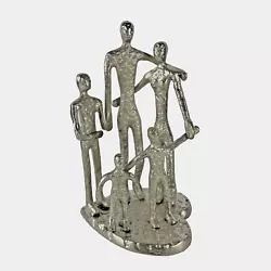 Buy Metal Art Sculpture Family Of 5 Heart Shaped Base Sand Cast Silver Aluminum 11  • 49.01£