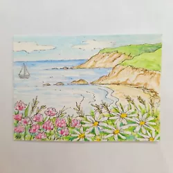 Buy ACEO ORIGINAL Hand Painted Coastal Landscape Miniature Painting By Hellie P • 5.99£