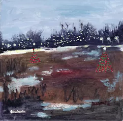Buy Original Art Hand Painted Holiday Snow Field Christmas Woods Us By Sue Furrow • 22.06£