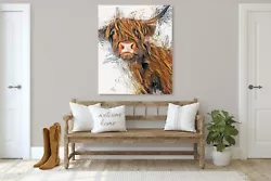 Buy HIghland Cow Painting Large A2 Canvas Ned  FREE DELIVERY • 29.99£