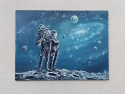 Buy Family In Space Original Oil Painting. Father With A Child On Shoulders ART • 77.61£