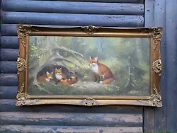 Buy Foxes Wild Nature Animals Nice Vintage Oil Painting Framed On Canvas Signed  • 378£