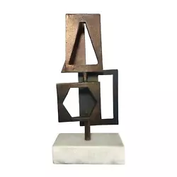 Buy Modern Art Sculpture Metal Stone Base Granite Marble Black Bronze Abstract Decor • 51.37£